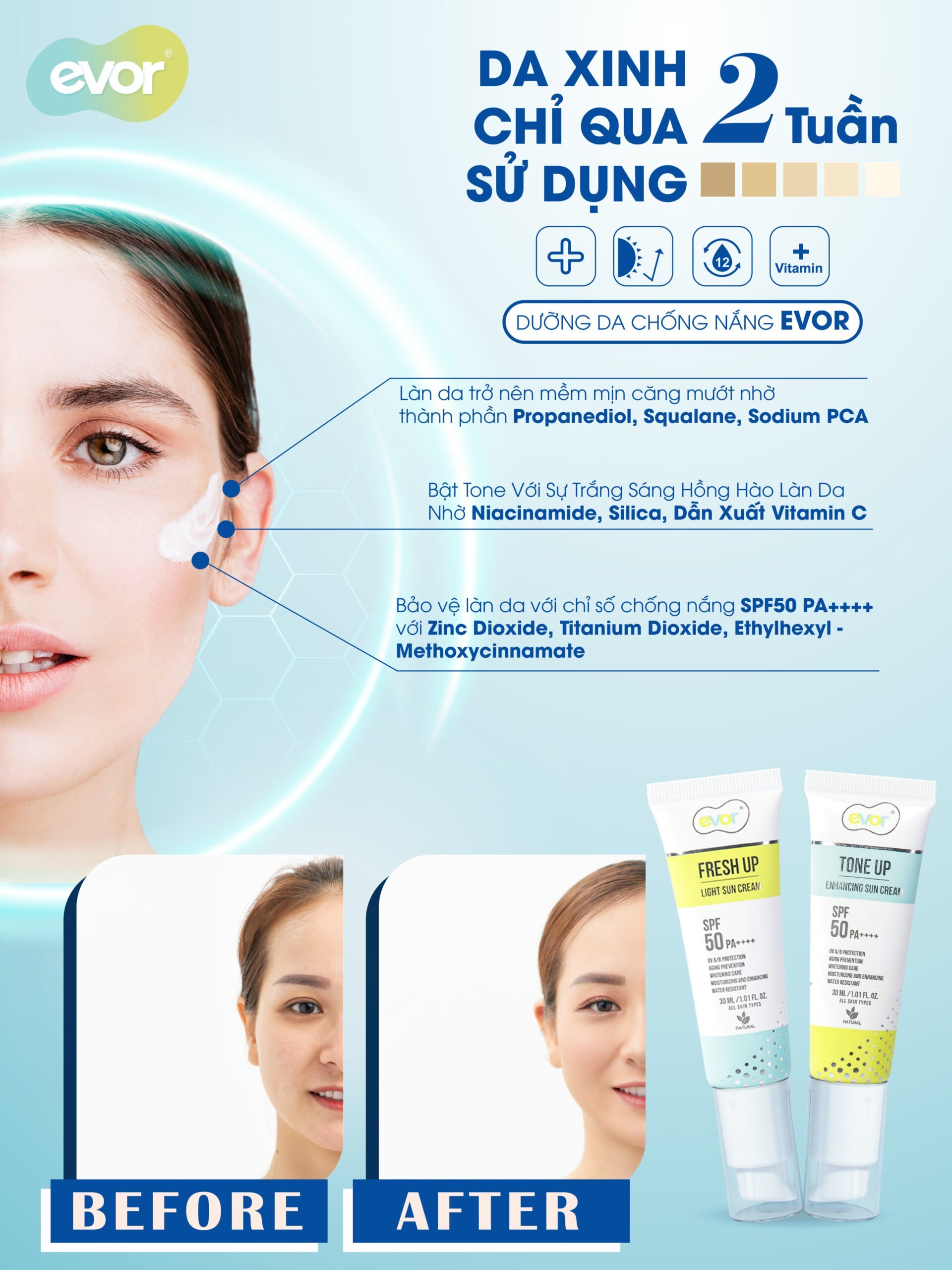 Everyday Beauty Cream Fresh Up Tone Up 30ml - Kem Dưỡng Bảo Vệ Và Làm Đẹp Trong 1 Bước EVOR mỹ phẩm evor chăm sóc da evor