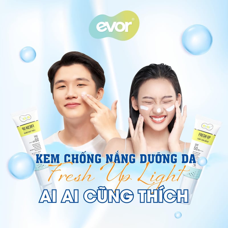 KEM CHỐNG NẮNG DƯỠNG DA FRESH UP LIGHT - AI AI CŨNG THÍCH- kem chống nắng evor-nước hoa evor-chăm sóc da evor-skincare