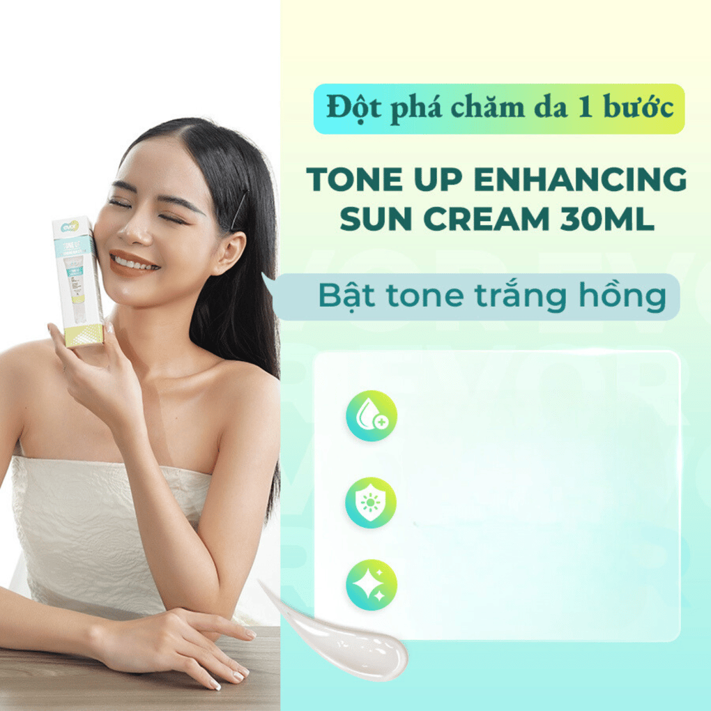 kem chống nắng makeup dưỡng da bảo vệ trẻ hóa evor - tone up